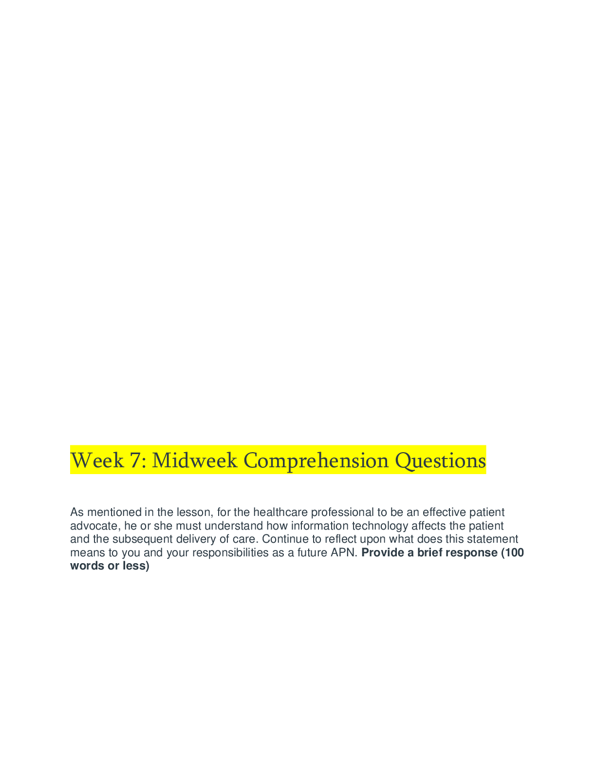 Preview image for NR 599  Week 7: Midweek Comprehension Question